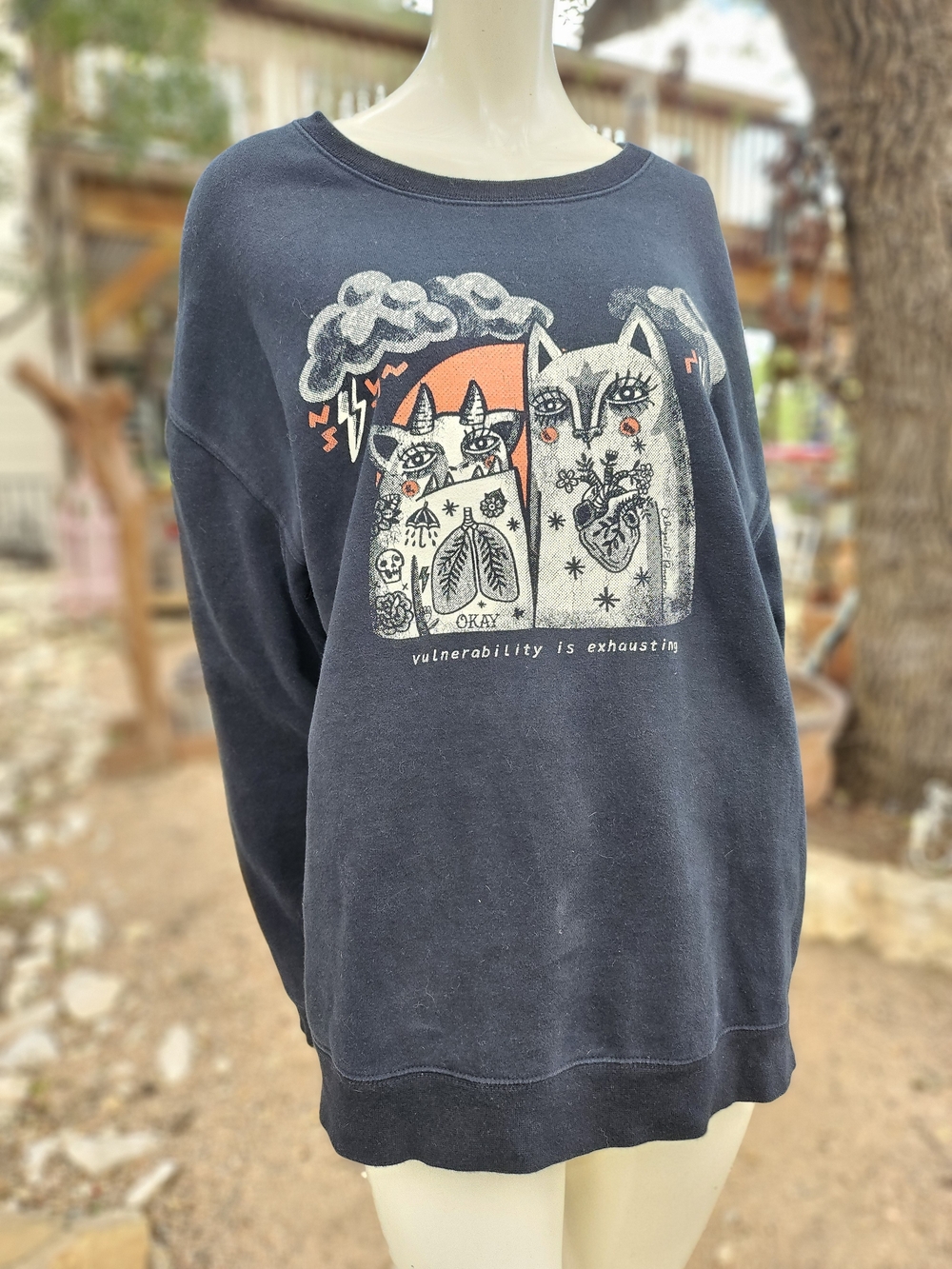 Abigail - Beimar Graphic Pullover Sweatshirt - 'Vulnerability Is Exhausting' XL